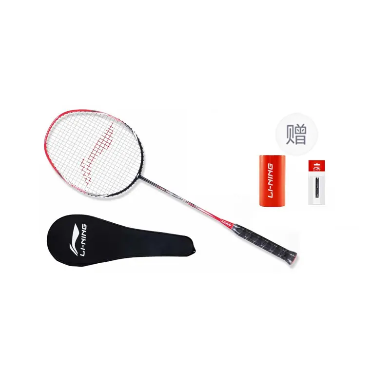 

LINING Полноуглеродная бадминтонная ракетка одиночная ракетка атакующего типа утяжеленная головка, жесткий стержень black red