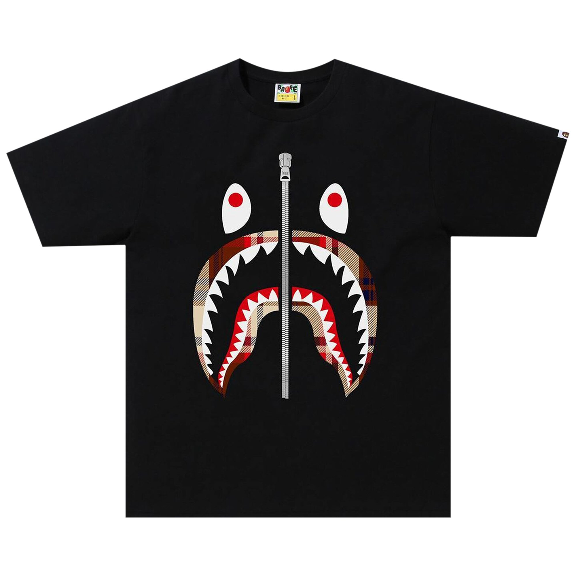 

Футболка в клетку BAPE Shark, цвет Черный/Красный