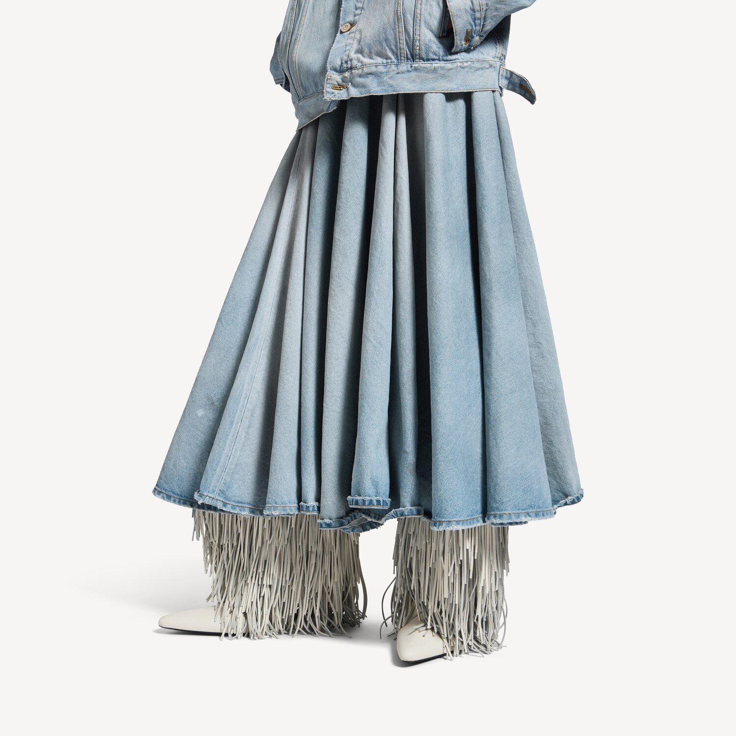 Женская макси-юбка годе грязно-светло-голубого цвета BALENCIAGA, грязно-голубой — фото 4