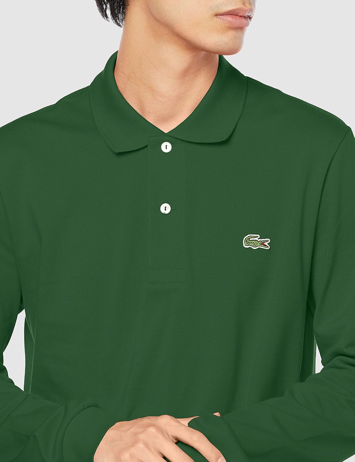 Мужская поло-рубашка с длинным рукавом Lacoste L1312DL оригинального кроя, зеленый — фото 3