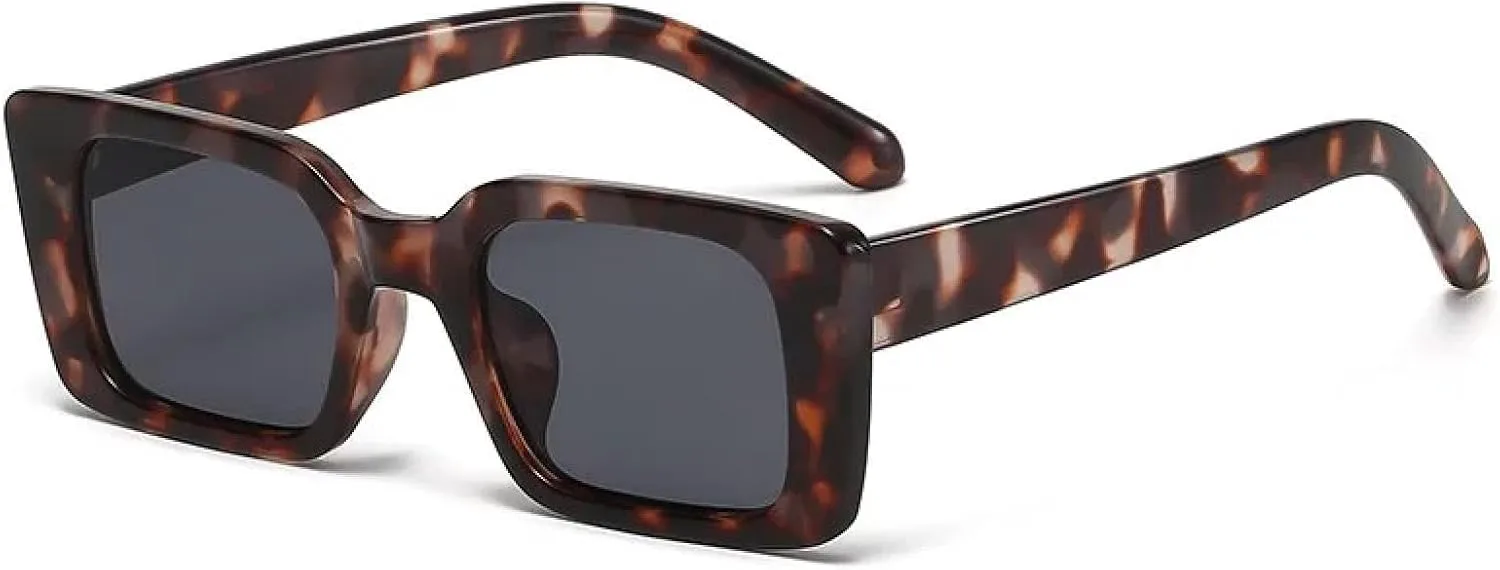 

Модные маленькие прямоугольные солнцезащитные очки для женщин, в стиле ретро, ​​для мужчин, трендовые, с защитой от УФ-излучения UV400 TVTBBVV, Black Leopard Grayc1