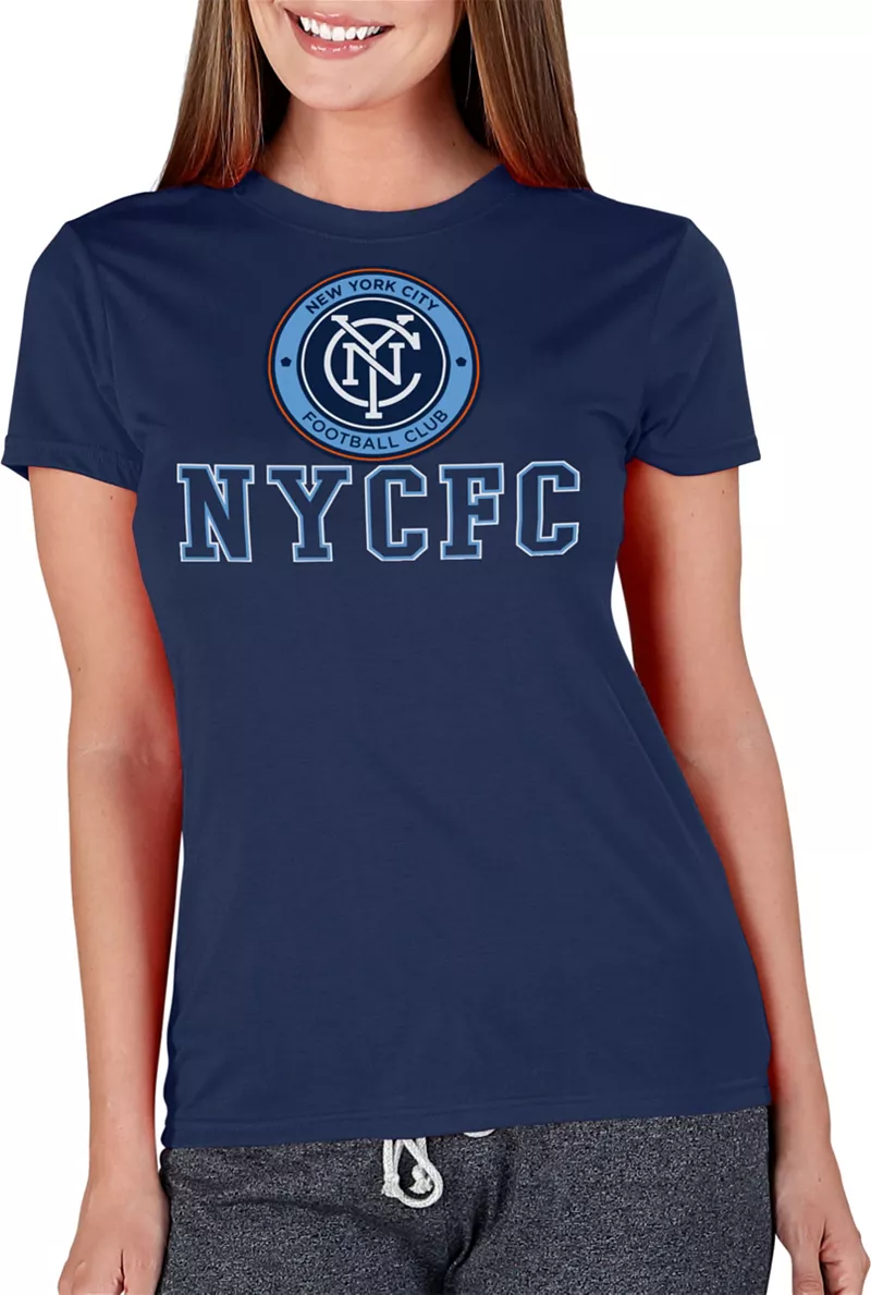 

Женская темно-синяя вязаная футболка Concepts Sport New York City FC Marathon
