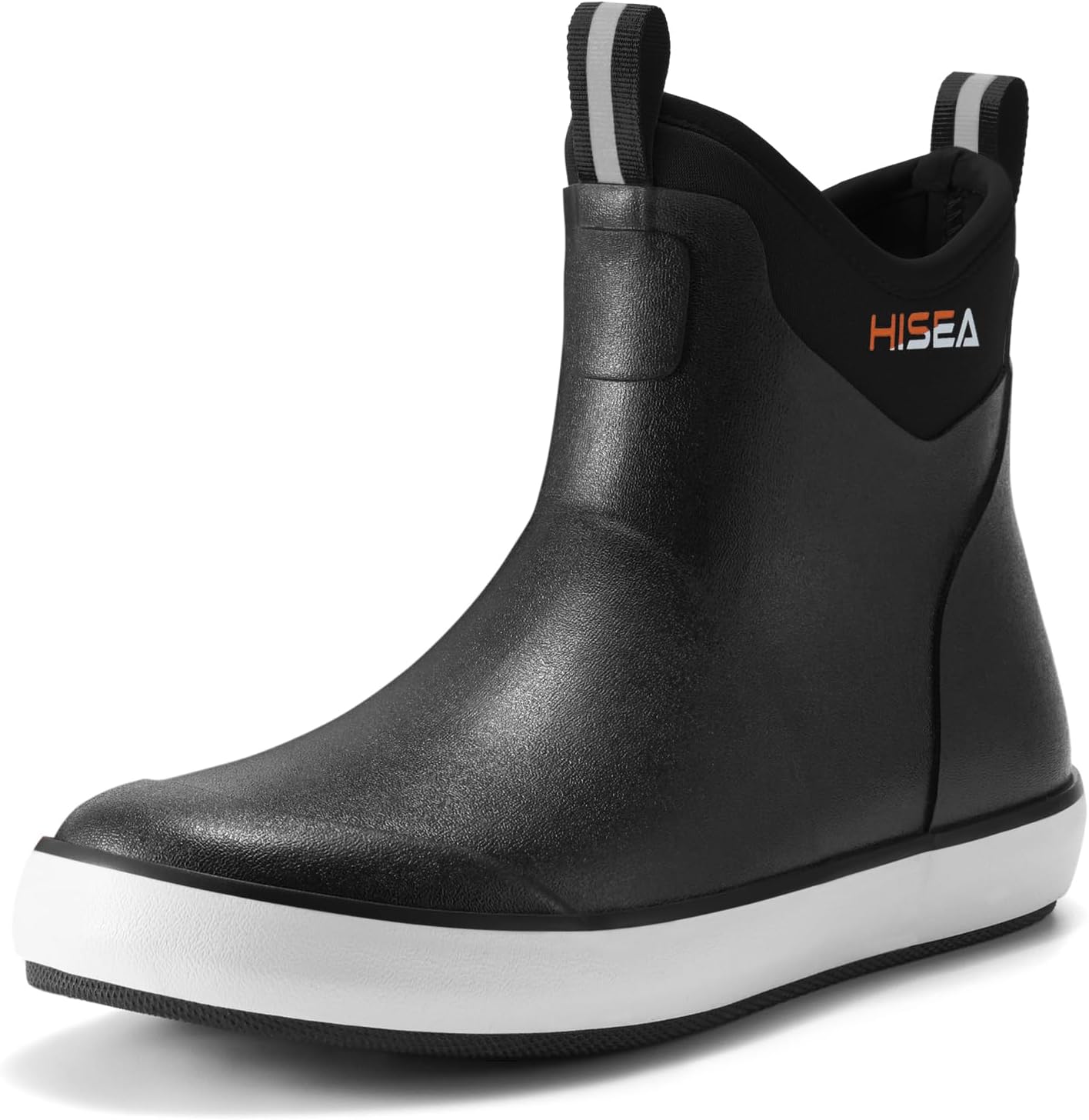 

Мужские ботинки HISEA для палубы, водонепроницаемые рыбацкие дождевые ботинки, противоскользящие неопрено-резиновые ботинки для соленой воды с высоким сцеплением для рыбалки, лодок и парусного спорта на открытом воздухе, черный