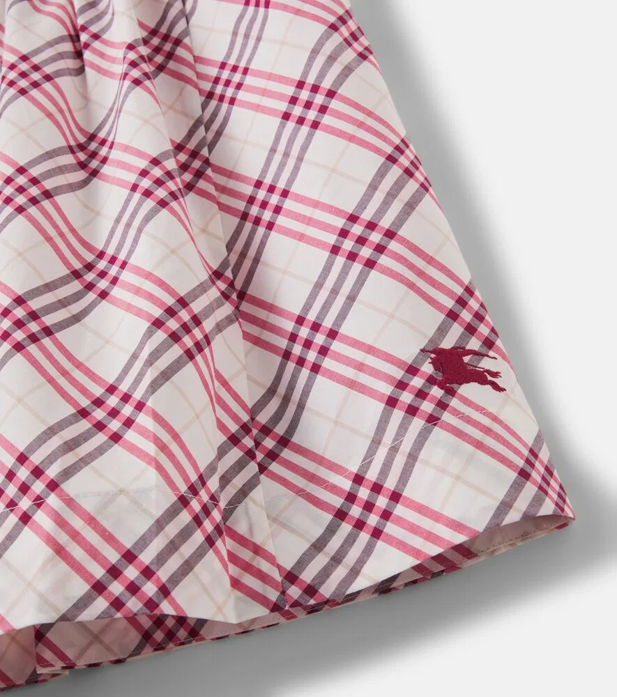 Хлопковое платье в клетку Burberry Burberry Kids, розовый — фото 4