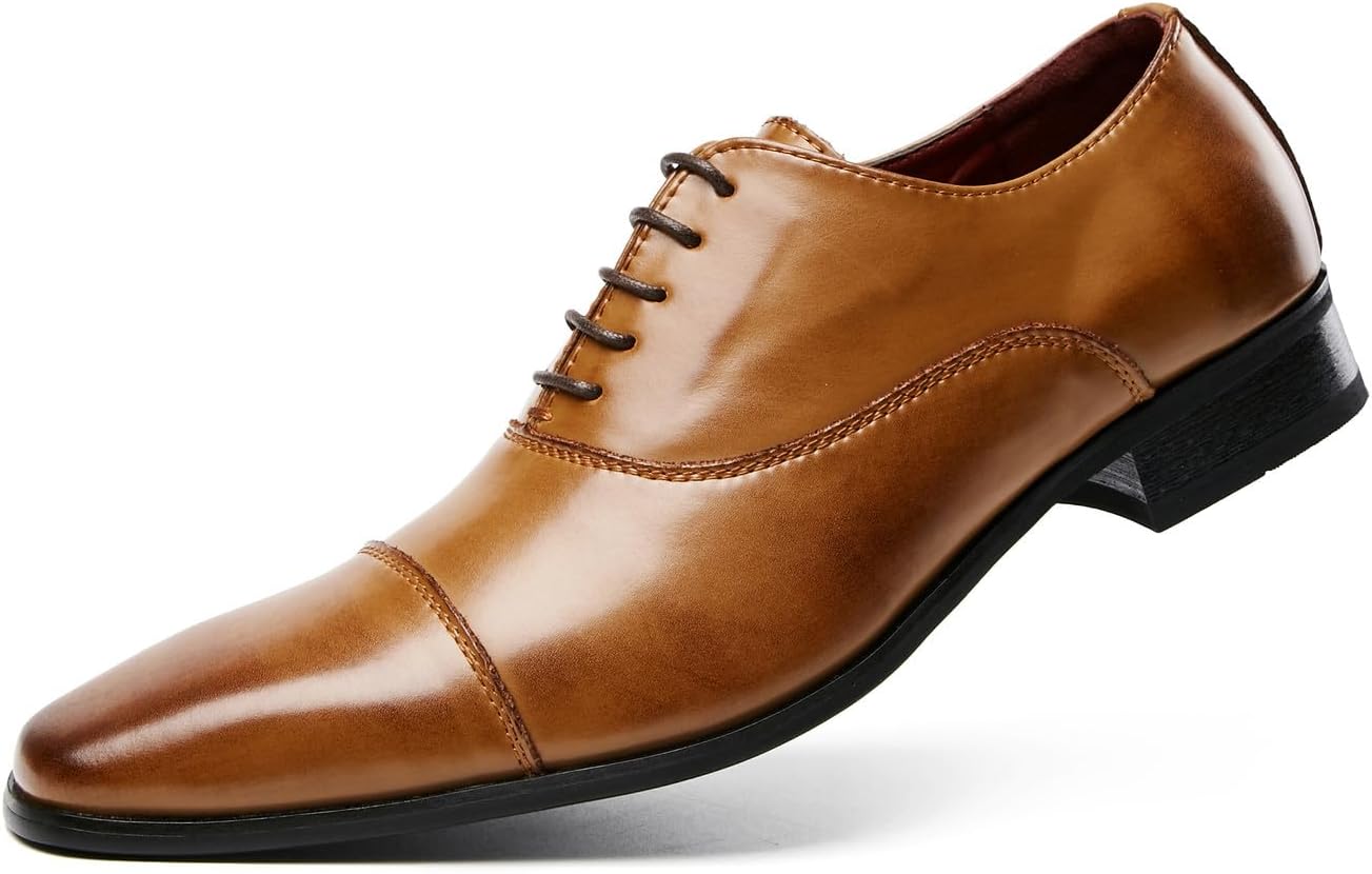 

Мужские оксфорды Модные формальные кожаные туфли для свадьбы, смокинга и повседневной носки Santimon, Tan