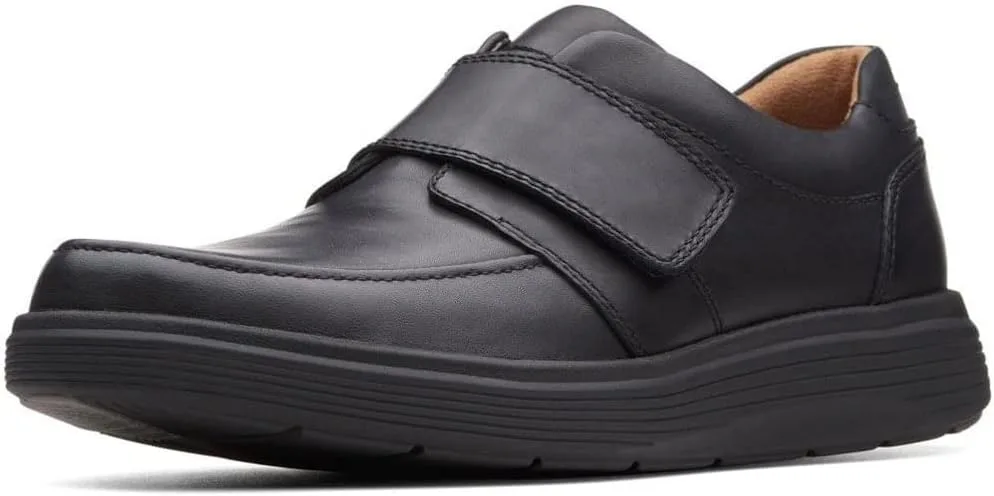 Мужские кожаные кроссовки Clarks с застежкой на липучке, черный/черный