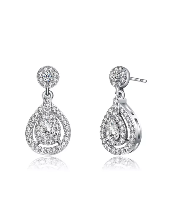 

Классические серьги-подвески из белого золота с прозрачными кубическими цирконами Rachel Glauber, silver