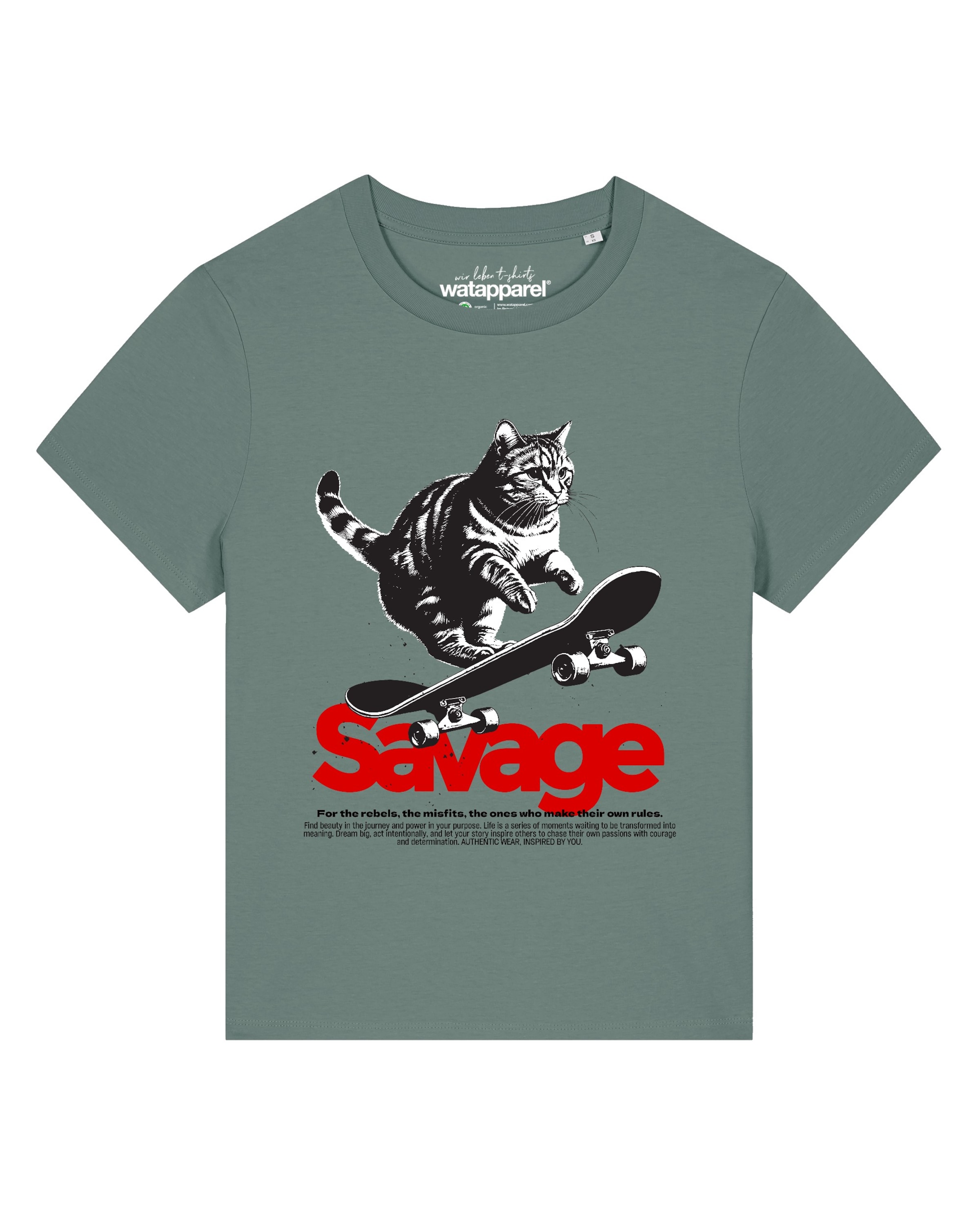 

Watapparel Футболка 'Savage Cat' в зеленом цвете, Зеленый, Watapparel Футболка 'Savage Cat' в зеленом цвете