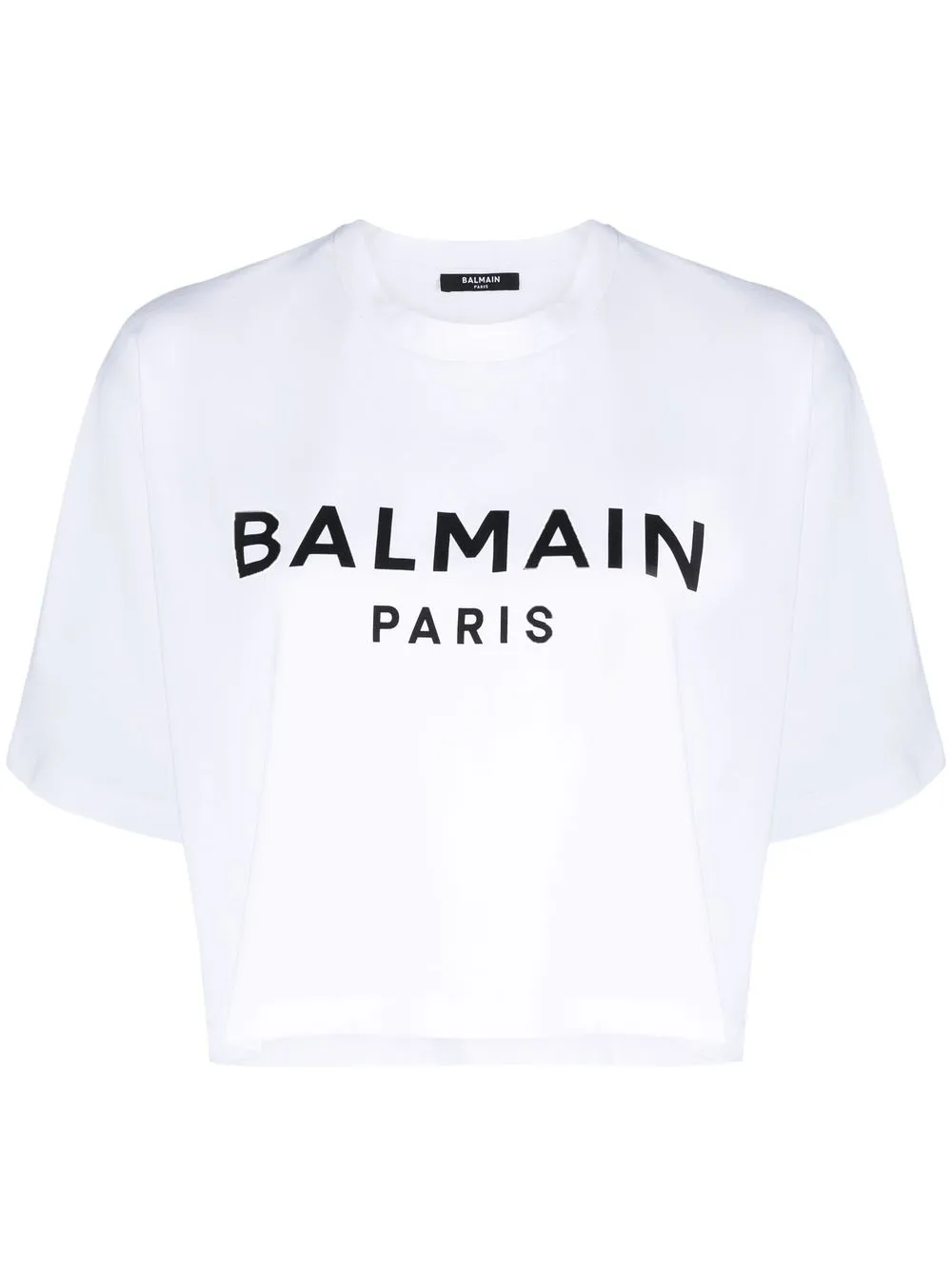 

Укороченная футболка с логотипом BALMAIN, белый