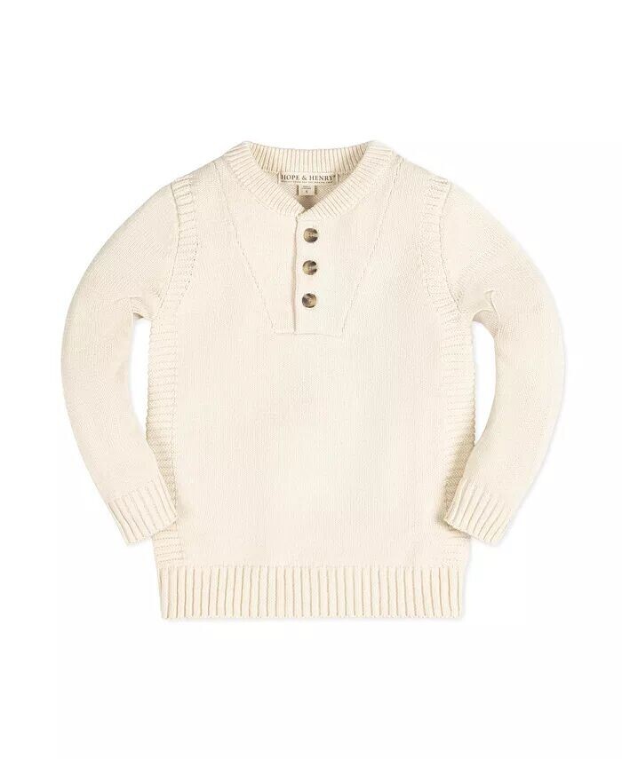 

Пуловер из органического хлопка с длинными рукавами и ребристыми деталями для маленьких мальчиков Hope & Henry, белый