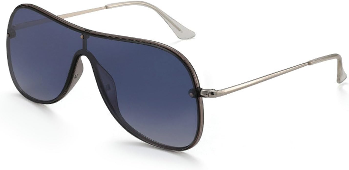 

Ретро большие женские солнцезащитные очки-пилот с металлическими квадратными линзами и защитой от УФ-излучения UV400, цельные солнцезащитные очки для мужчин и женщин mincl, Blue