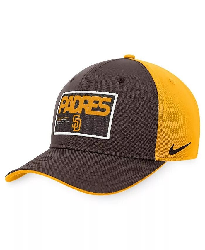 

Мужская коричневая, золотая бейсболка San Diego Padres Classic99 Colorblock Performance Snapback Nike