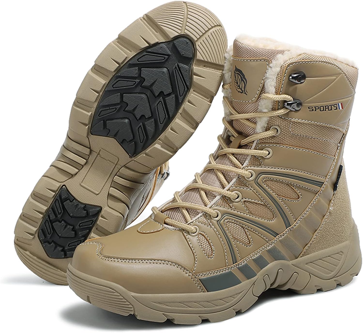 

Мужские тактические боевые ботинки Eliogn, водонепроницаемые, прочные, кожаные, военные, теплые, для работы и снега, Sand