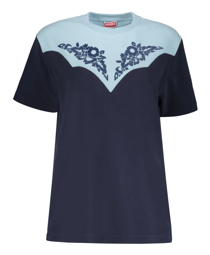 

Ребристая футболка с круглым вырезом Kenzo, синий