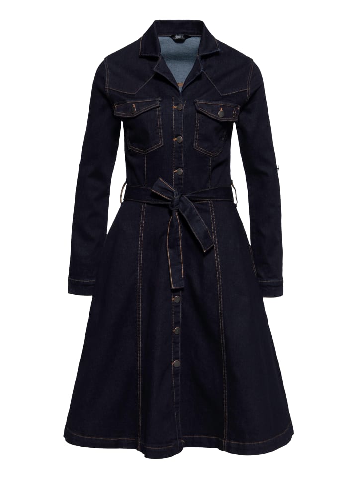 

Длинное платье Queen Kerosin Workwear Swing, цвет denim