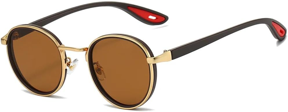 

Винтажные металлические круглые солнцезащитные очки в стиле стимпанк для женщин и мужчин, роскошные популярные очки для активного отдыха с защитой от УФ-излучения UV400 HHZZYVY, Gold Tea