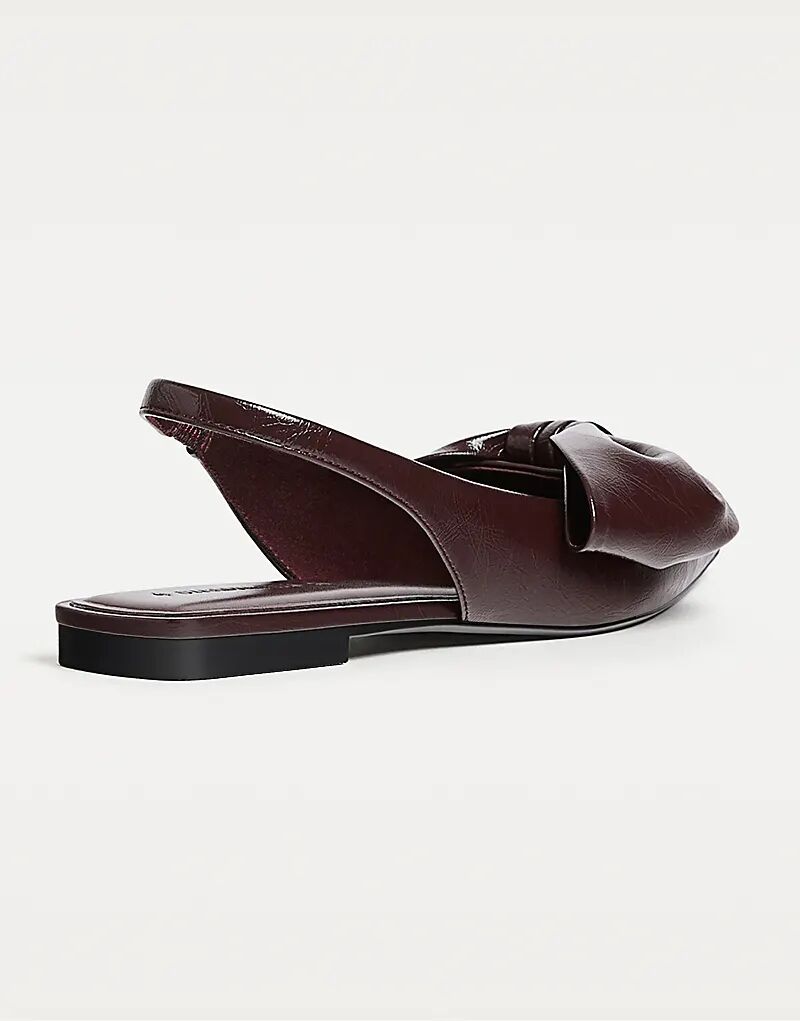 Туфли Stradivarius Flat с открытой пяткой и бантом бордового цвета — фото 4