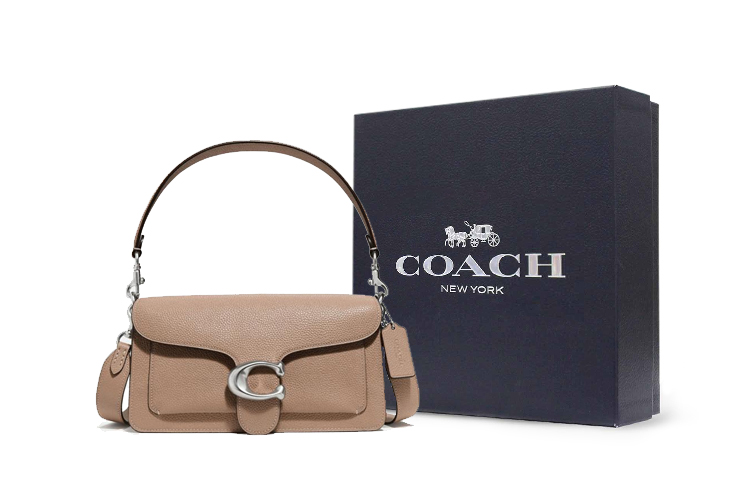 

COACH Глянцевая сумка через плечо из галантерейной кожи среднего размера женская кофейная