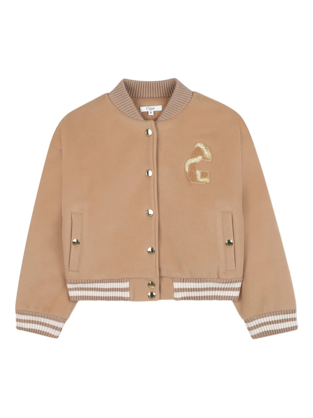 

Бомбер с вышитым логотипом Chloé Kids, нейтральный