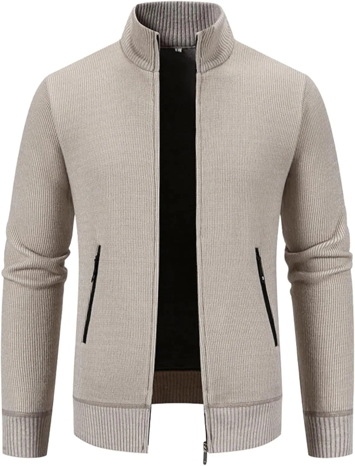 

Мужской утепленный вязаный кардиган с воротником стойкой FOLKFOLD