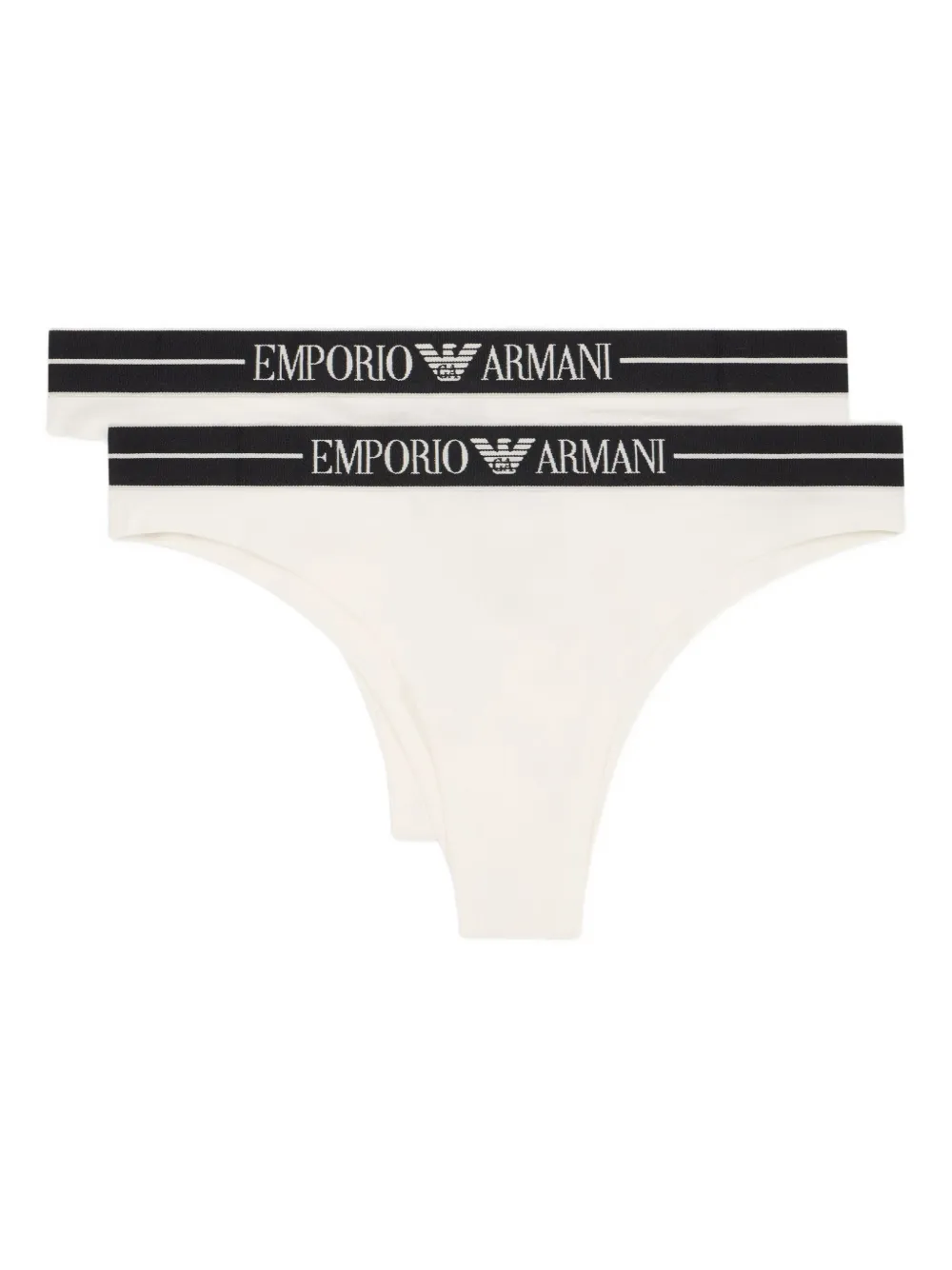 

Трусы-брифы с логотипом на поясе (набор из двух штук) EMPORIO ARMANI, белый