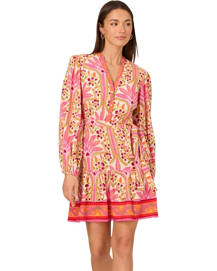 

Платье Adrianna Papell Printed Flounce Dress, цвет Pink Multi