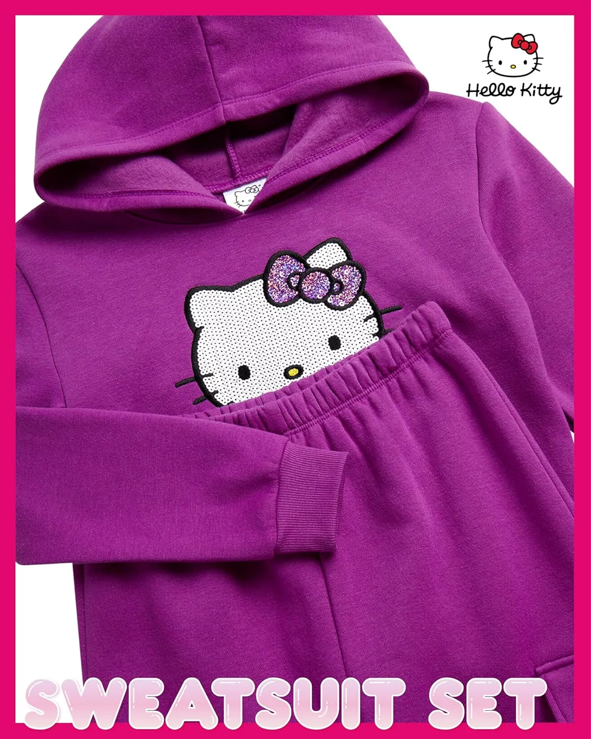 Детский спортивный костюм Hello Kitty, 2 предмета: худи и карго-штаны, Striking Purple — фото 2