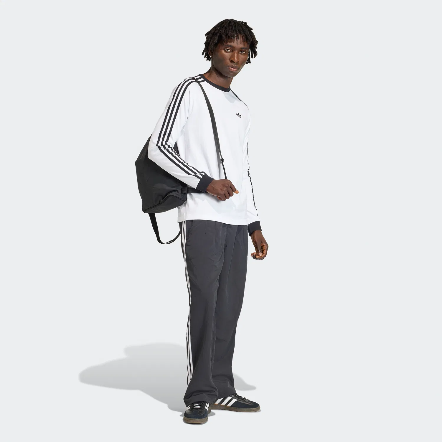 Мужская футболка с длинным рукавом Adidas 3-Stripes, белая — фото 3