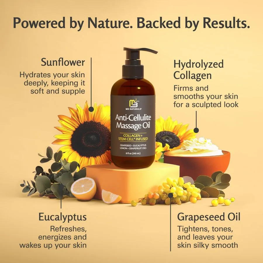 Массажное масло против целлюлита M3, грейпфрут и лимон | 227 мл M3 Naturals, Open Miscellaneous — фото 2