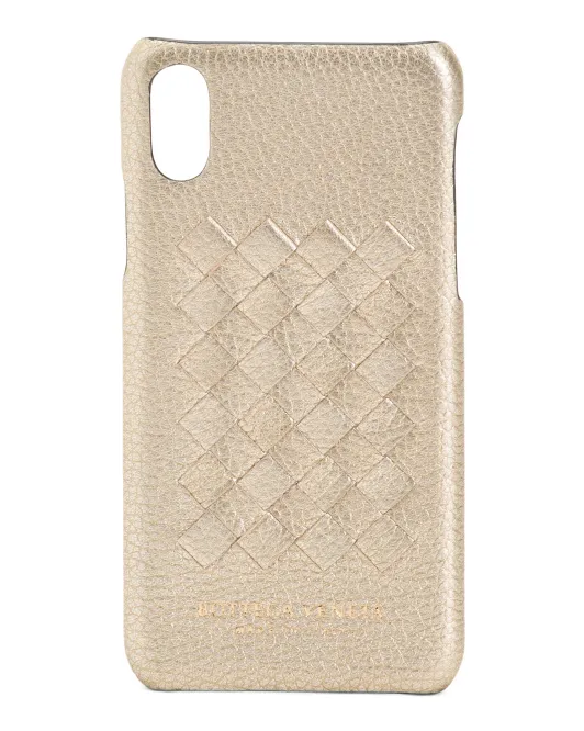 

Кожаный чехол для мобильного телефона Iphone X Bottega Veneta, цвет Platinum