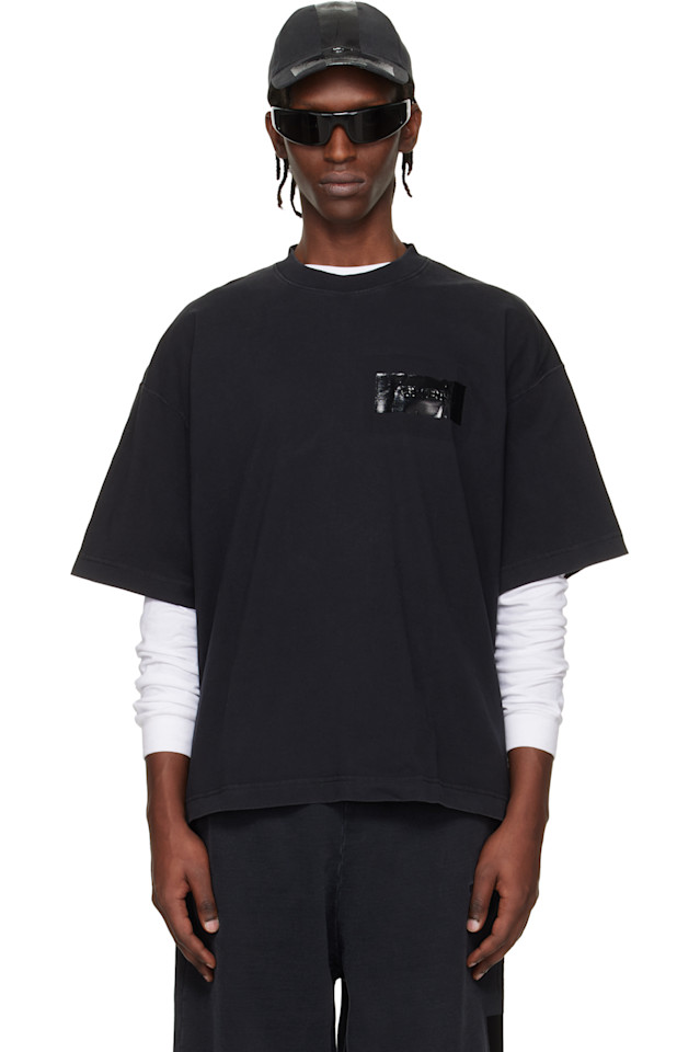 

Футболка с наклеенным логотипом Vetements, черный