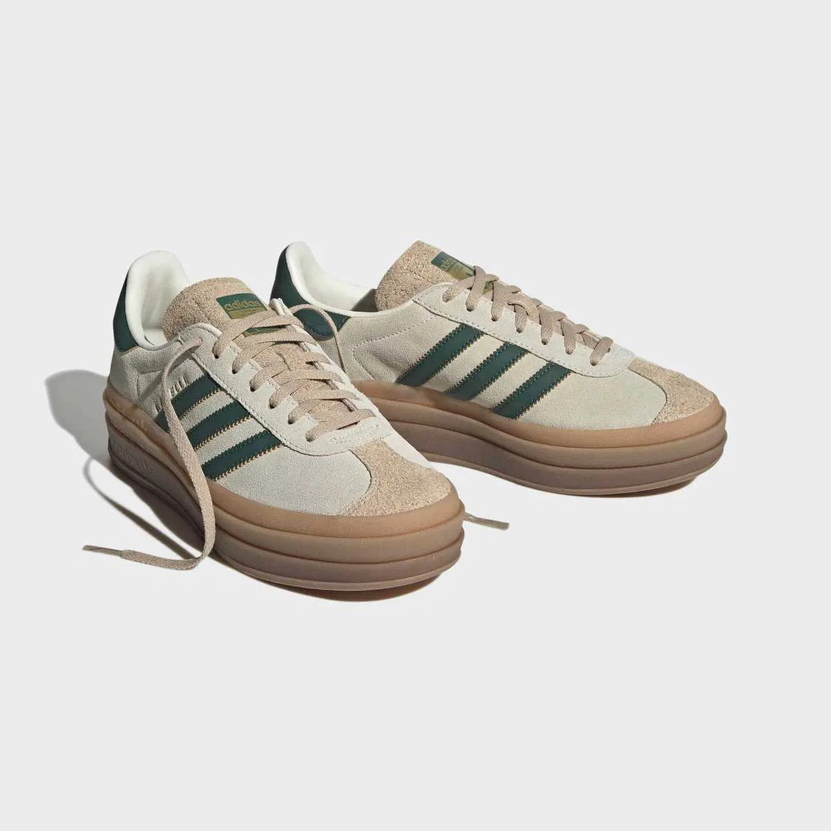 Мужские низкие кеды Gazelle Bold W белые с зелёным от Adidas