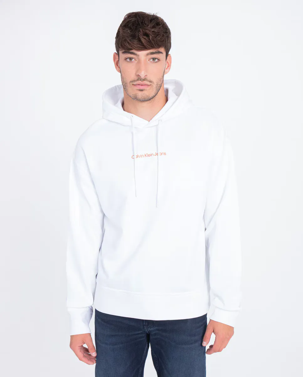 

Белая свободная худи для мужчин с капюшоном Calvin Klein Jeans, белый