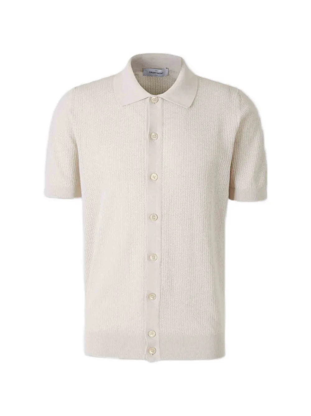 

Вязаная рубашка с короткими рукавами и застежкой на пуговицах Gran Sasso, бежевый
