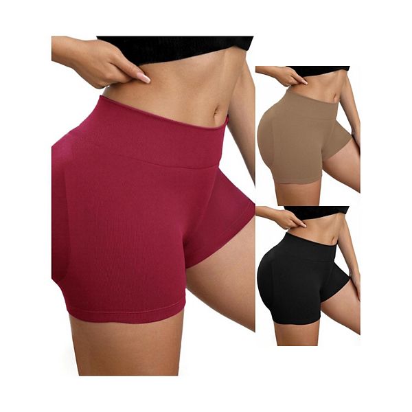 

3 пары женских корректирующих шорт для похудения и фитнеса Inspire Chic, Khaki Rose Pink Black