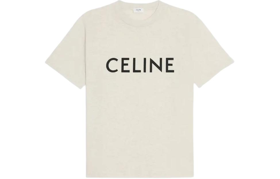 Футболка свободного кроя из хлопкового джерси CELINE, экрю — фото 3