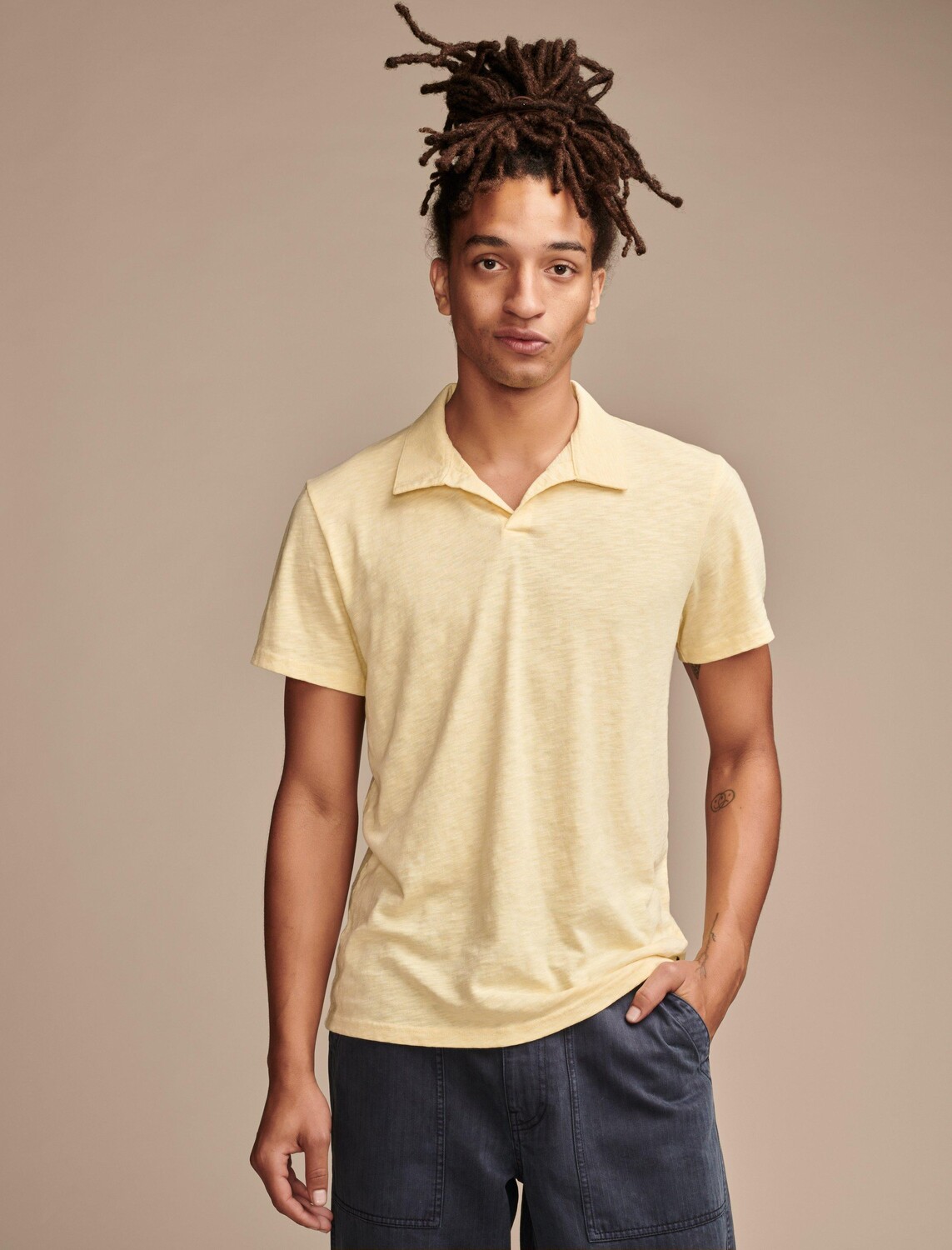 

Мужская рубашка-поло с воротником Lucky Brand Burnout Slub Johny, цвет Natural
