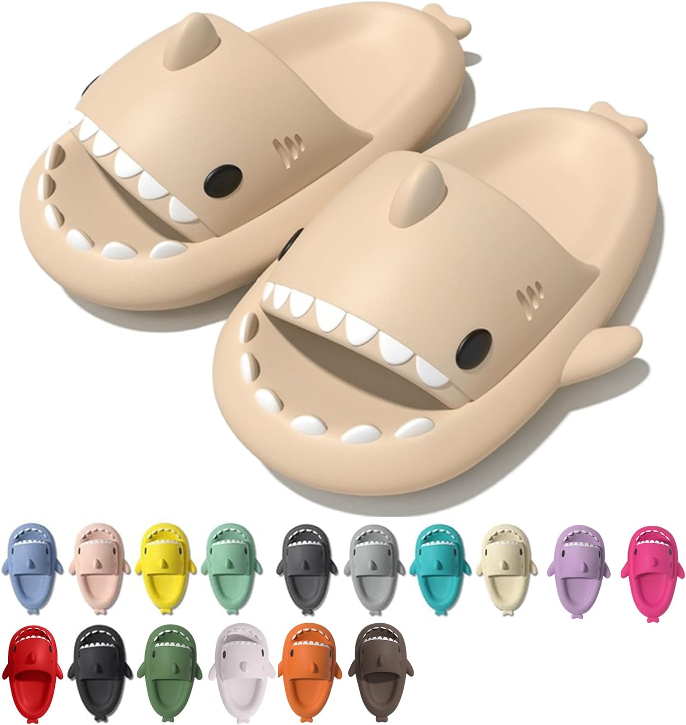 

Тапочки Roscylco Shark Cloud, милые шлепанцы с акулой для женщин и мужчин, летние тапочки-сандалии для мальчиков и девочек, спа-платформа, нескользящие пляжные сандалии с открытым носком, душевые тапочки для пары Rosyclo, бежевый