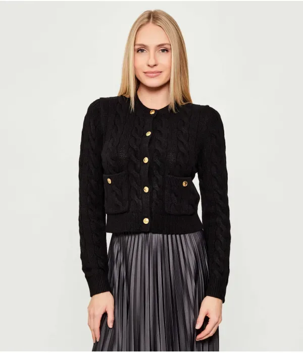 Шерстяной кардиган с косами cropped fit Polo Ralph Lauren, черный