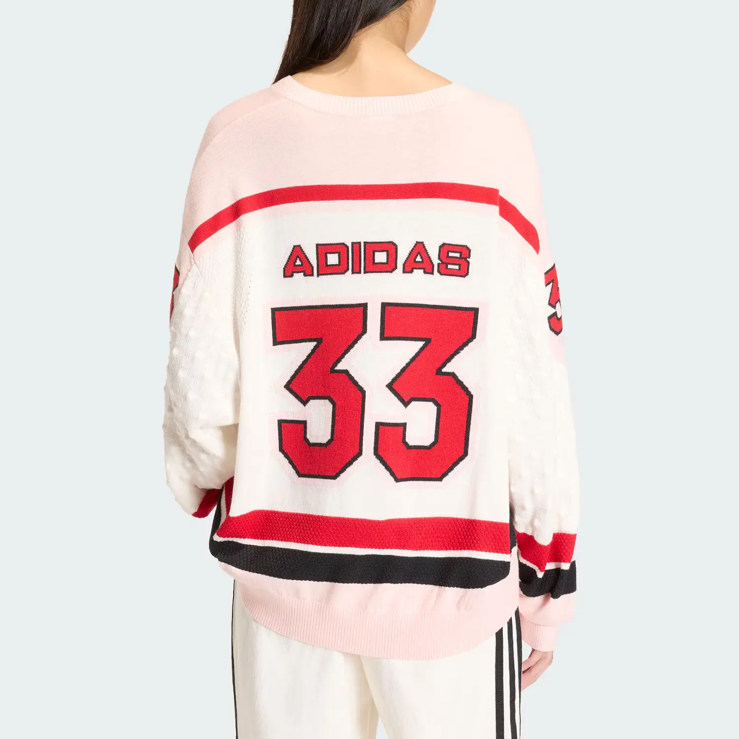 Свитер Adidas Originals Os Sports Jersey, белый/светло-розовый — фото 3