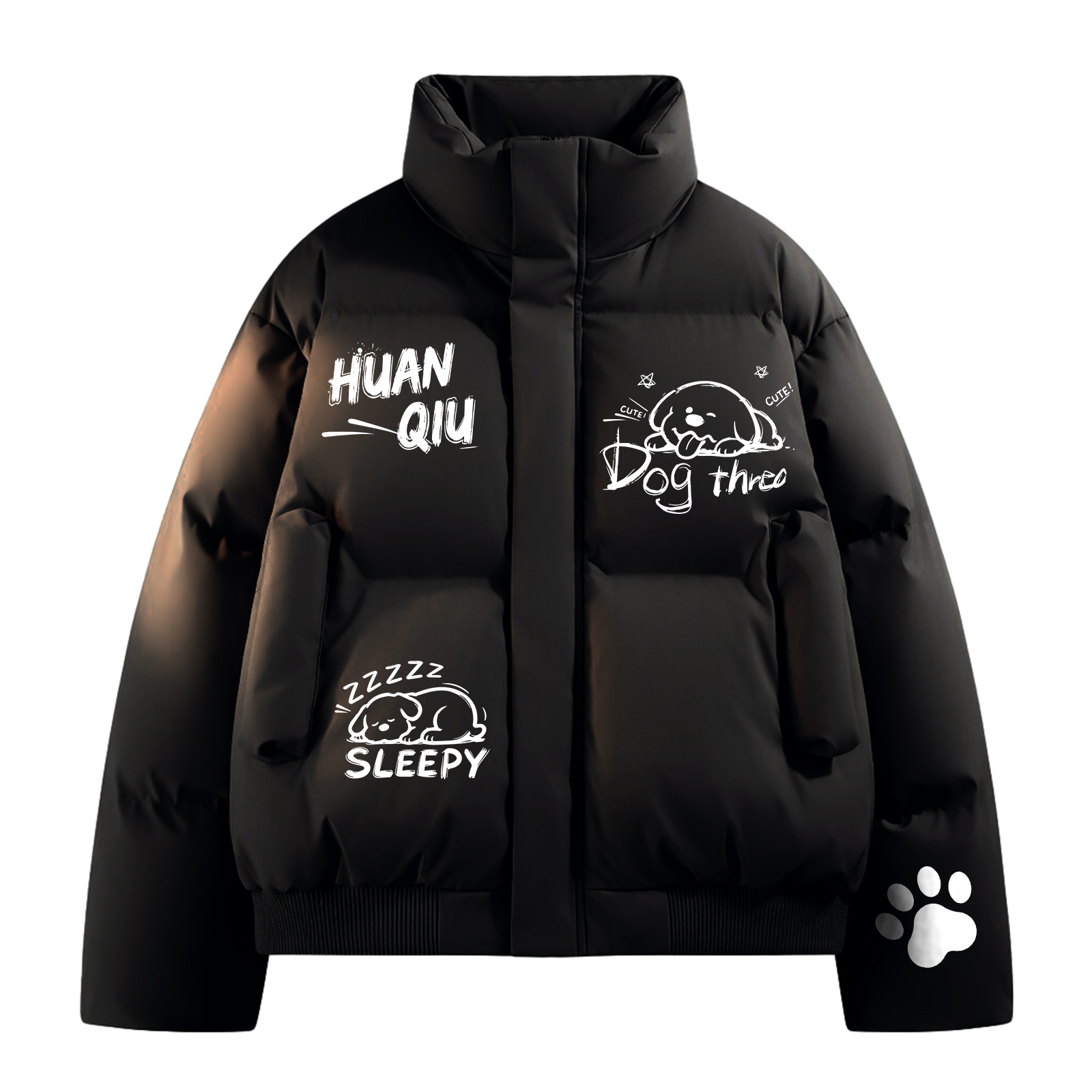 

Пуховик Unisex Stand Collar утепленный стеганый HUANQIU, черный