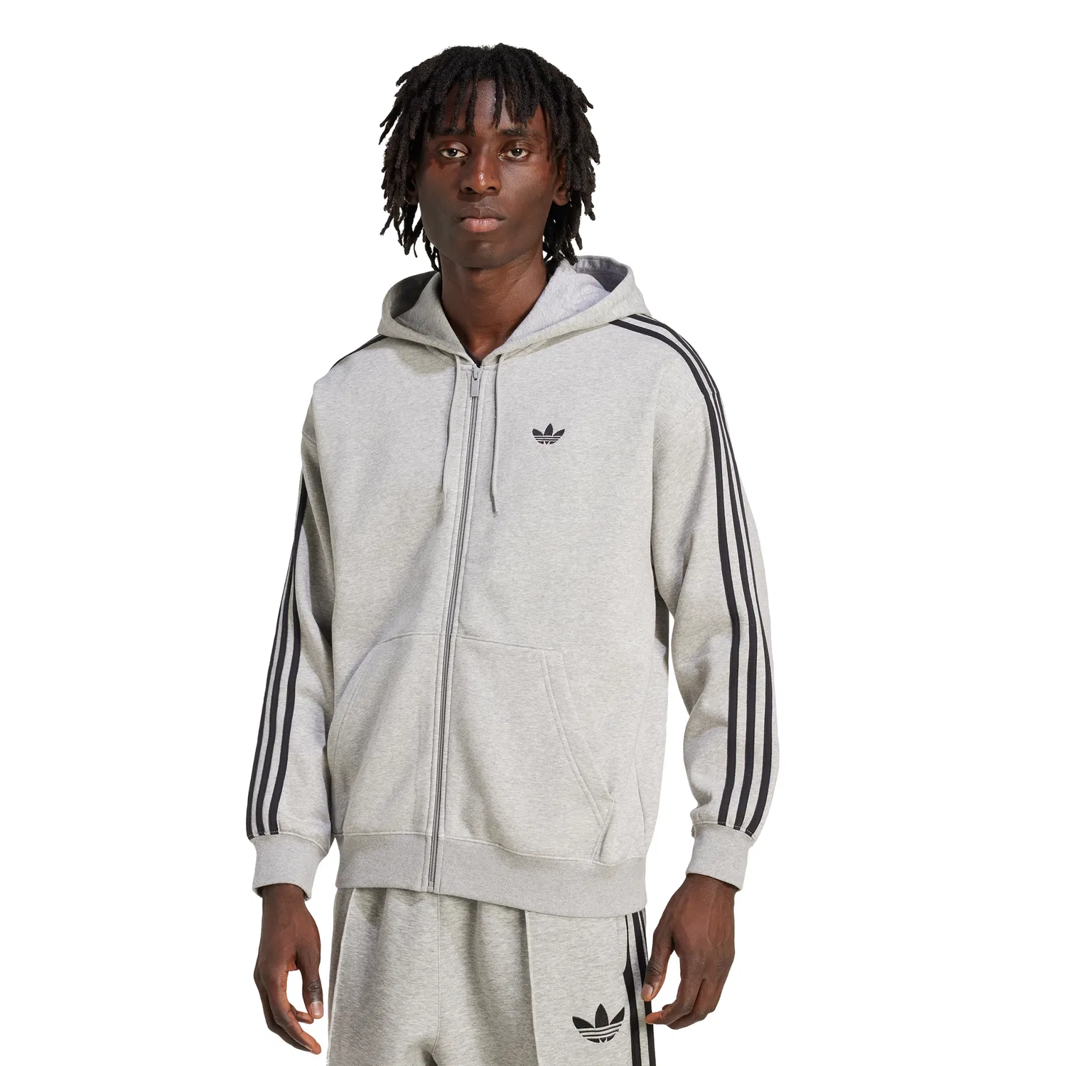 Мужская толстовка на молнии оверсайз Adicolor серого цвета от Adidas — фото 4