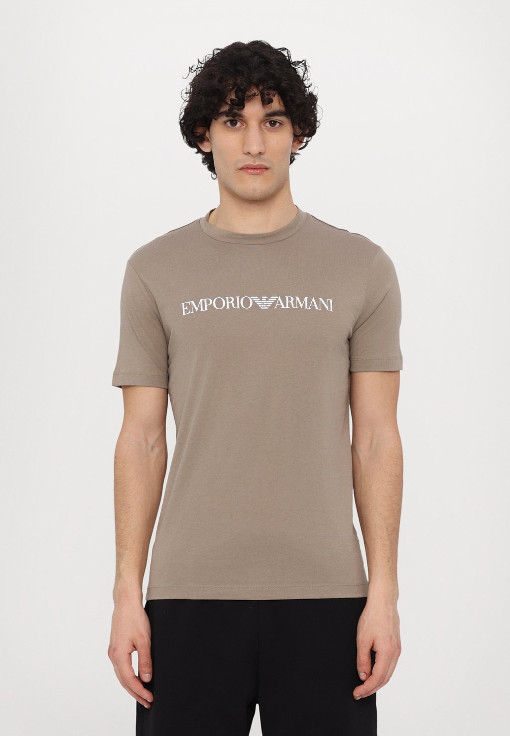 

Футболка с принтом Emporio Armani, серо-коричневый
