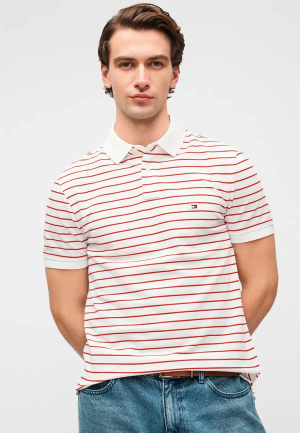 Рубашка-Поло из пике стандартного кроя 1985 года Tommy Hilfiger, White/Medium Red — фото 4