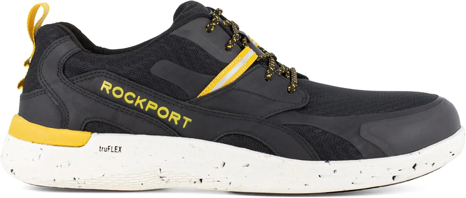 Мужские рабочие строительные ботинки Rockport Truflex Fly Blucher, 2-Black And Gold — фото 3