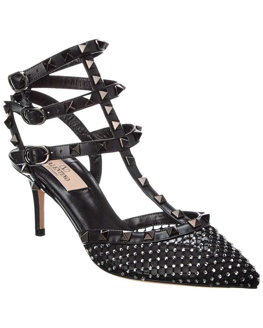 

Туфли Valentino Rockstud Caged 65 из сетки и кожи с ремешком на щиколотке, черный