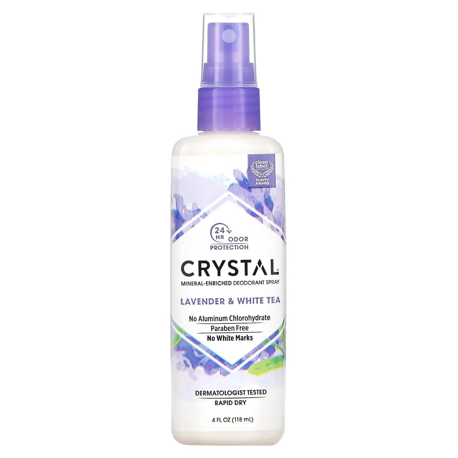 

Crystal Body Deodorant Mineral Deodorant Spray Lavender & White Tea 4 fl oz (118 ml)