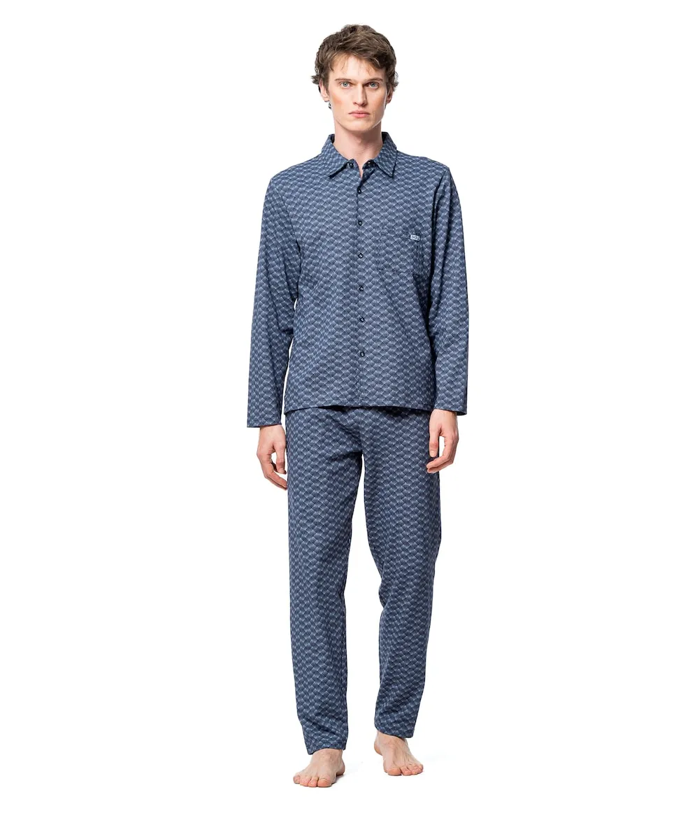 

Мужская открытая пижама с принтом SOY, синий