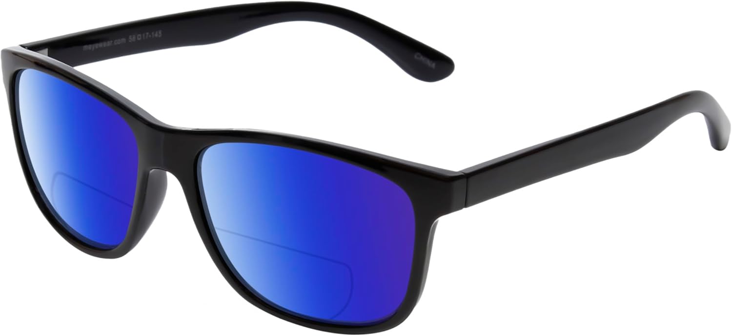 

Солнцезащитные очки Calabria Noah Panthos с поляризованными линзами и бифокальной линзой для чтения, модные и легкие, для мужчин и женщин, Gloss Black/Polarized Blue Mirror