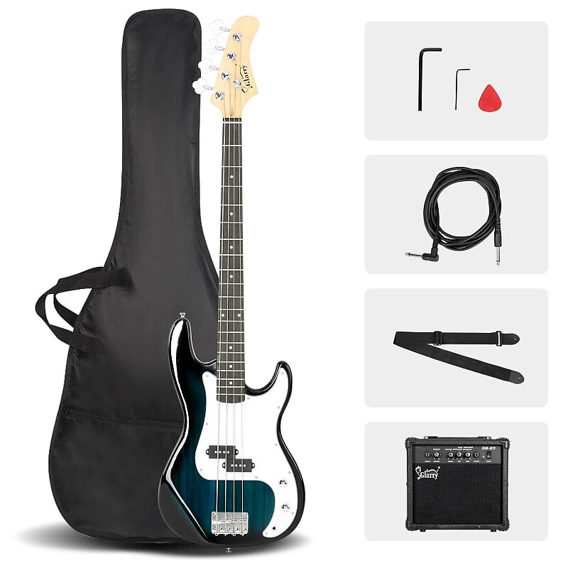 

Басс гитара Glarry Blue GP Electric Bass Guitar + 20W Amplifier